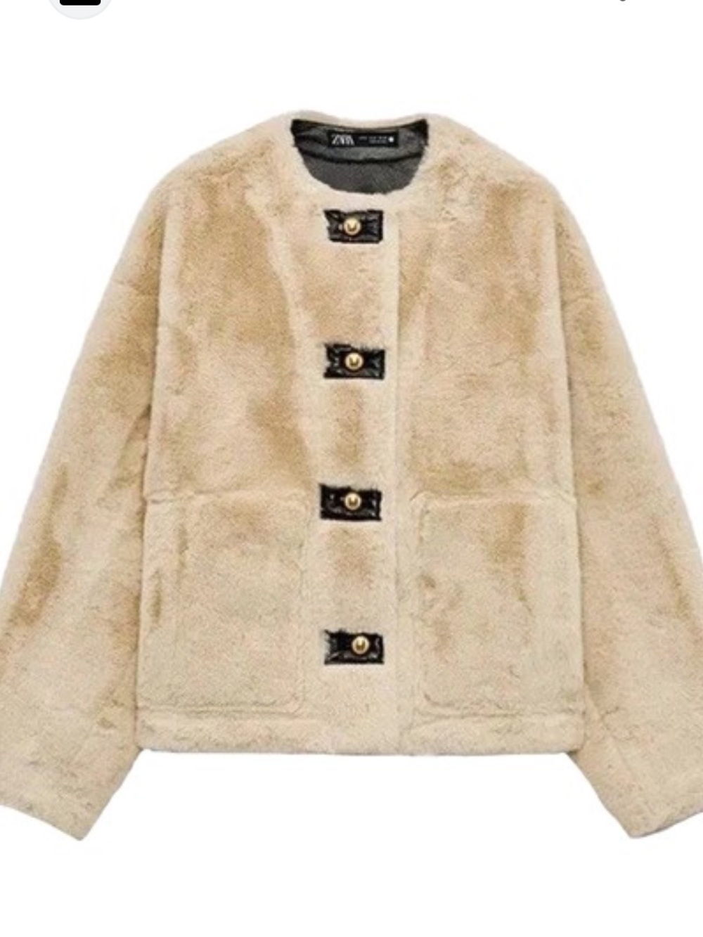 Zara Cream Faux-Fur Toggle Jacket